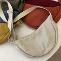 Versatile nylon crescent crossbody bag available in multiple vibrant solid colors - Off White