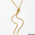 Collana a catena a serpente in acciaio inossidabile dorato con nodo decorativo - Collana Lunga Oro (KDD1002)