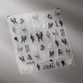 3D embossed nail art stickers with black butterfly and rose ink painting designs - Flying Flower Butterfly (TS-3699)