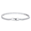 Elegant s925 silver tennis bracelet featuring square-cut sparkling white cubic zirconia - Machine-made Tennis Chain 2.5*2.75mm Square Electroplated White Gold 16.5cm Long Approximately 4.71g.
