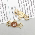 Spider charm pendant with brown enamel and white smiley face on gold metal base - Coffee Spider (22*10mm)