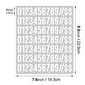 Guida alle taglie per adesivi numerici da 1 pollice con dimensioni di 19,3x22,9 cm totali - Carattere Grassetto / Bianco
