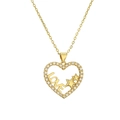 Golden heart necklace featuring LOVE lettering and sparkling cubic zirconia inlay - Gold LOVE Letter White Zirconia Heart