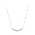 Collier élégant en argent S925 orné d'une rangée de zircons blancs étincelants en arc - Collier Pave Arc Sourire (TL278) / Argenté