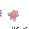 Detail view of 8.5cm pink lotus embroidery patch with dimensions and 2.4g weight marker - No.2 Pink Flower