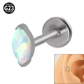 Solid G23 titanium labret stud with marquise-cut rainbow opal stone for ear piercing - NO 4 (Rainbow Opal)