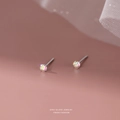 Boucles d'oreilles minimalistes en argent S999 avec cristaux de zircone aurora colorés - Argent fin S999 / Couleur Aurore / 3mm