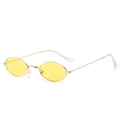 Retro small oval sunglasses with yellow lenses and slim golden metal frame design - Gold Frame Yellow Lenses