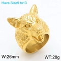 Anello punk vichingo testa di lupo dorato in acciaio inossidabile da uomo 26mm taglia 9-13 - US 9 / Oro
