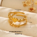 Minimalistischer goldener Edelstahlring mit herzförmigem Love-Ausschnitt-Design - Herz mit Love-Buchstaben Stil (ZN1480-1249)
