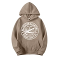 Khaki men's hoodie with Alligator Alcatraz graphic and front pocket, size M - Camel