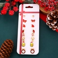 8-pair Christmas stud earrings set featuring Santa, reindeer, and festive holiday motifs - 07 Avocado Wreath Set