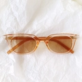 Vintage tortoiseshell square sunglasses with amber transparent frame and brown lenses - Champagne