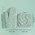 Thickened mint green daisy pattern oven mitt and square pot holder kitchen set - Daisy-Light Blue#Cotton