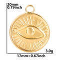 Colgante de ojo turco de acero dorado de 20mm x 17mm con un peso total de 3,0g - Dorado