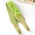 Light green exfoliating back scrubber with double handles and foaming mesh - Long Strip Style / Green