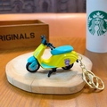 Miniature yellow and blue scooter keychain toy, collectible alloy motor model ornament - Electric Vehicle Key Fob - Yellow