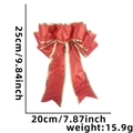 25cm red glitter Christmas bow with gold trim and 15.9g lightweight fabric design - Red