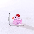 Miniature pink glitter Christmas duck resin figurine with red hat for DIY holiday decor - Glittery Pink