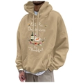 Khaki fleece hoodie with Eat Pie Drink Wine Be Thankful print for Thanksgiving - S / Khaki Eat Pie Drink Wine Illustration (67)