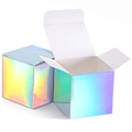 Holographic square gift boxes with colorful laser finish for candy and small favors - Plain Silver