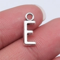 Silver alloy letter E charm pendant with top loop for DIY handmade jewelry crafting - Letter E (B15658) / Antique Silver