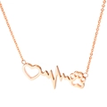 Collier élégant en acier titane rose doré avec pendentif cœur, battement et patte - Collier Cœur Battement et Patte (Or Rose)