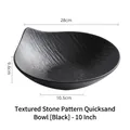Black 10-inch ceramic fruit salad bowl with wavy textured finish and handle - 10" / Black
