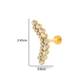 Gebogen titanium piercing sieraad met goudlaag en fonkelende witte zirkoon steentjes - Gebogen Staaf Rij Stijl (588-1#金)