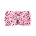 Detail of pink floral baby headband with large double-layered bow and elastic nylon fabric - Pink Small Floral