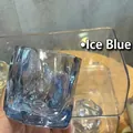 Ice blue twisted glass whiskey tumbler with textured origami ripples and gradient finish - 190ml / Ice Blue Twist Cup