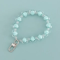 Cute candy-colored translucent flower bead keychain in light blue with silver metal clasp - Light Blue Clear Heart Style (B342-6)