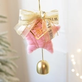 Stella di peluche rosa con nastro crema e campanello d'oro per decoro natalizio - Stella Rosa Gioia