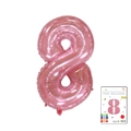 Metallic pink number 8 foil balloon 18 inch size with professional card packaging - 40-inch Jelly Powder With 8 Paper Cards