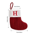 Knitted red Christmas stocking with white cuff and embroidered red letter H ornament - Letter H