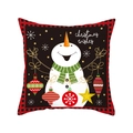 Christmas snowman throw pillow cover with buffalo plaid border and festive wishes - TQR31-18/Christmas Wishes Scarf Snowman