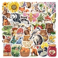 Detailed view of forest animal stickers with cute foxes and rabbits for laptops - Mystery Forest (OPQ077) / 50 Sheets