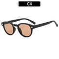 Retro-Oval-Sonnenbrille mit schwarzem Rahmen und teebraunen Gläsern, Modell C4-Stil - Schwarzer Rahmen Tee Gläser