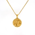 18k gold plated stainless steel necklace featuring a round horse and sun pendant - Capricorn