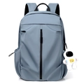 Minimalist grey nylon travel backpack with astronaut pendant and vertical zip pocket - Single Bag / Blue