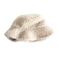 Beige faux sherpa bucket hat for winter warmth with thick curly fleece texture - Adult One Size 58-60cm / Off-white