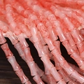 Pink bamboo-shaped glass beads with red spotted texture for DIY bracelet making - 6x12mm Marbled Translucent Orange Red (1Pc)