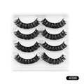 Dense D-curl Russian strip lashes, 4 pairs of thick black volume faux eyelashes - Feathery Style (4006)