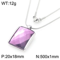 Vintage stainless steel snake chain with a purple square glass pendant for women - Steel 20*18mm Purple (KN292790-GC)