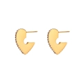 Elegant 18K gold plated heart earrings with sparkling white cubic zirconia inlay - Gold Heart - White Zirconia