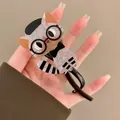 Pince à cheveux chat en acétate avec motif marbré et design artistique fantaisie - Pince à Cheveux Chat à Rayures Grises (2#) / env. 12.5cm