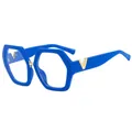 Deep blue hexagonal glasses frame with gold V detail on temple, model C6 design - Blue