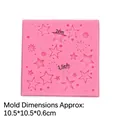 Stampo in silicone rosa con motivi a stella e dimensioni indicate per decorazioni - Stile 2 - Stelle Multiple / Rosa