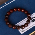 Bracciale in legno di sandalo a 15 grani con venature a stella d'oro su libro blu - Stella d'Oro Nero Rosso 10mm*19 Perle (Loop Singolo)