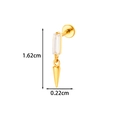 Golden stainless steel cartilage stud with clear crystal and cone pendant detail - Gold Rectangle Zirconia Spike (2622-3# Gold)